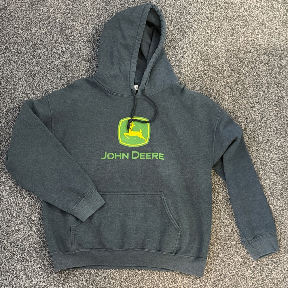 John Deere Dark Gray Hoodie with Green Logo